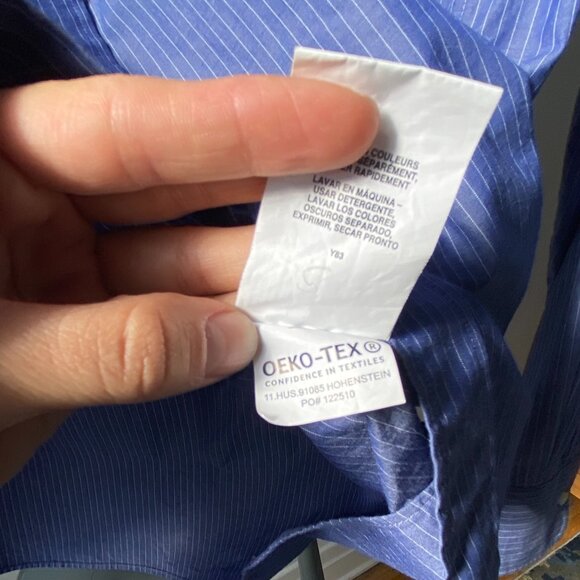 🍂 Classic Blue Pinstriped Chic Oversized Button Down Shirt by Tommy Hilfiger - Picture 7 of 8